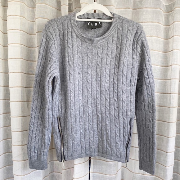 Veda Sweaters - ✨ Veda Cable Knit Cashmere Zipper Pullover